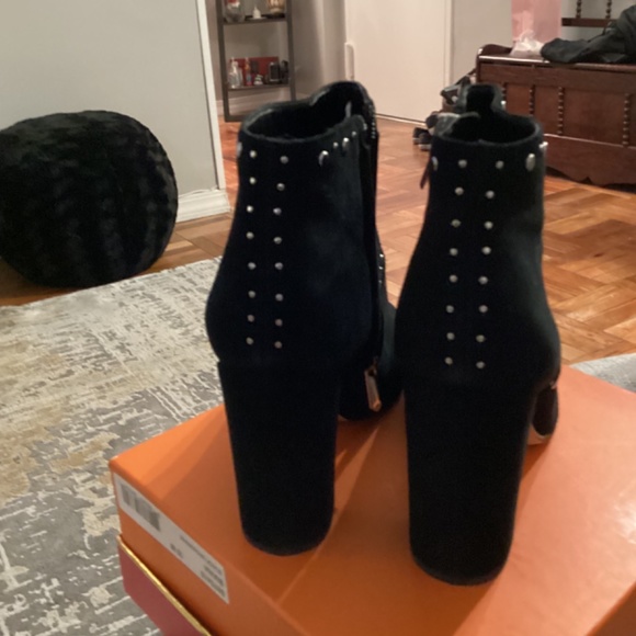 Black Suede Studded  Booties - Picture 4 of 5